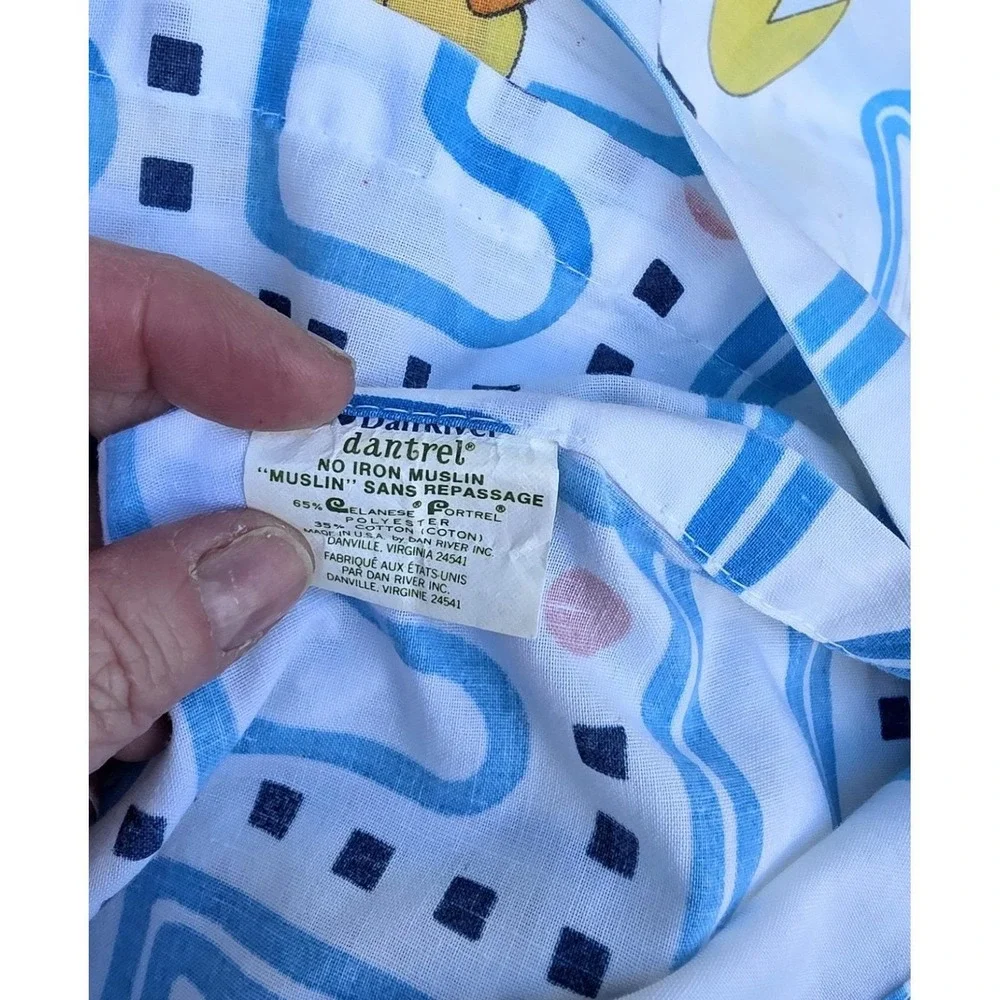 Vintage Pac-Man Dan River Dantrel Flat & Fitted Sheets Arcade 1980s Twin Bally